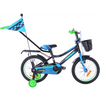 Detský bicykel 16" Fuzlu Thor čierno-modro-zelený-lesklý